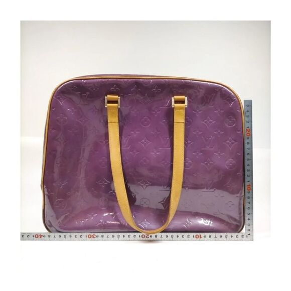 Authentic Louis Vuitton LV Hand Bag M91081 Sutton Purple/Bronze Vernis 2104323. - Picture 2 of 9